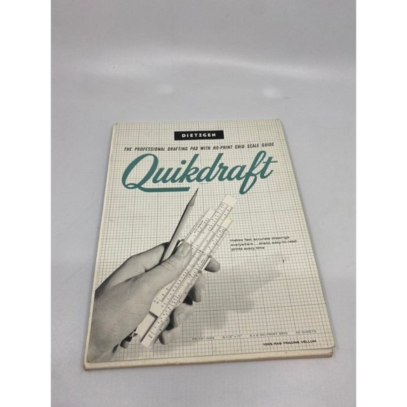 Vintage Dietzgen Quikdraft Vellum Drafting Pad Graph Paper - Picture 1 of 10